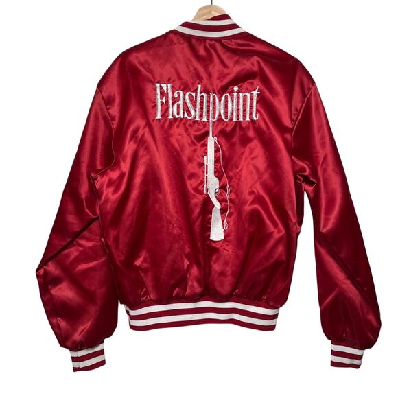 Swingster Vintage Winston Flashpoint Satin Bomber Jacket Embroidered Red USA - Picture 5 of 13